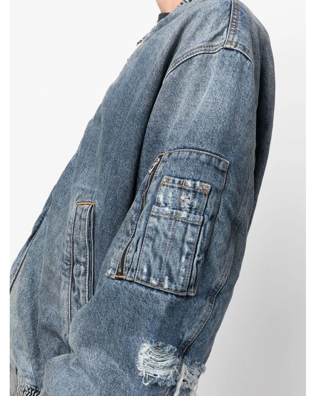 DIESEL Blue Denim Bomber Jacket for men