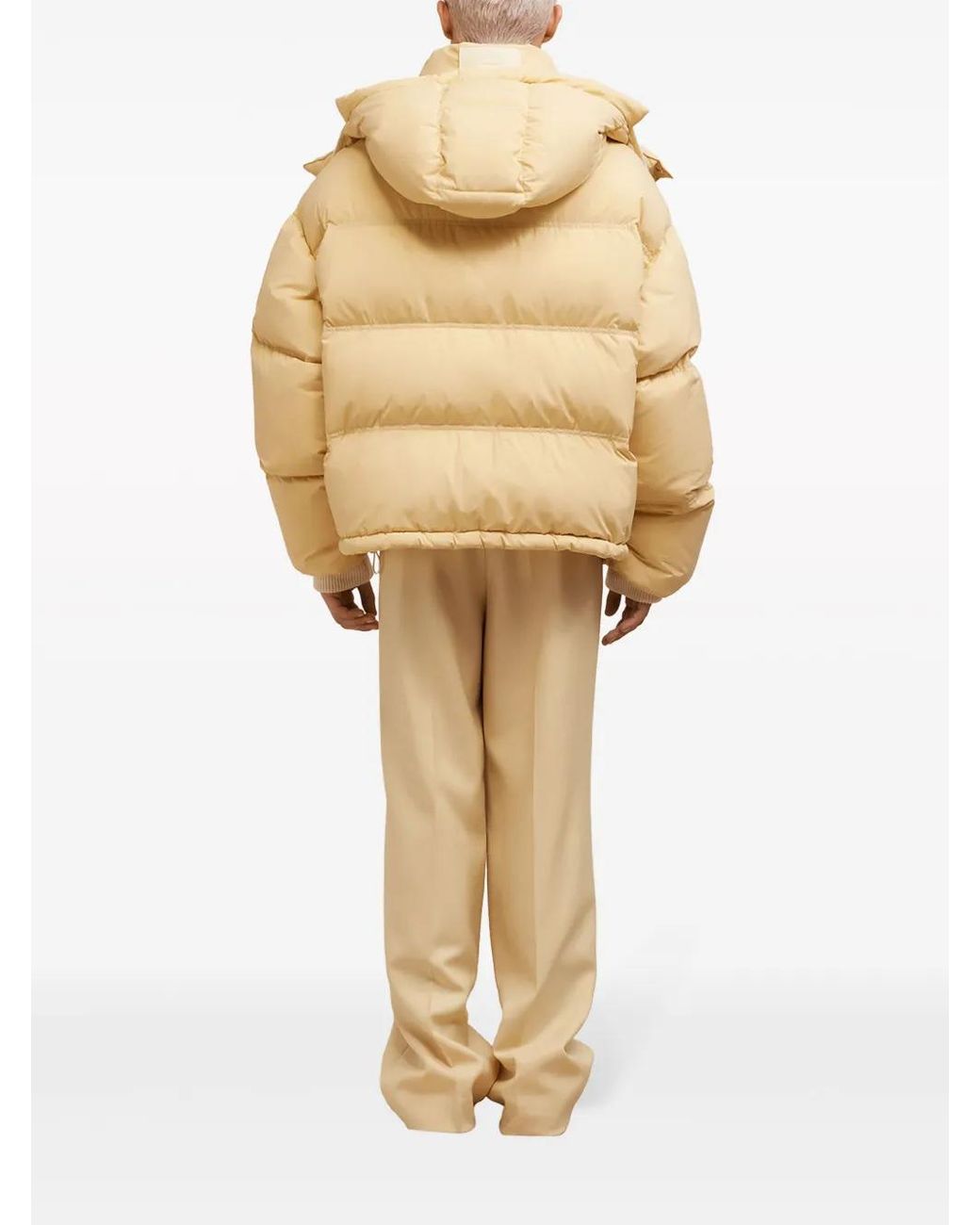 AMI Natural Logo-Patch Padded Jacket