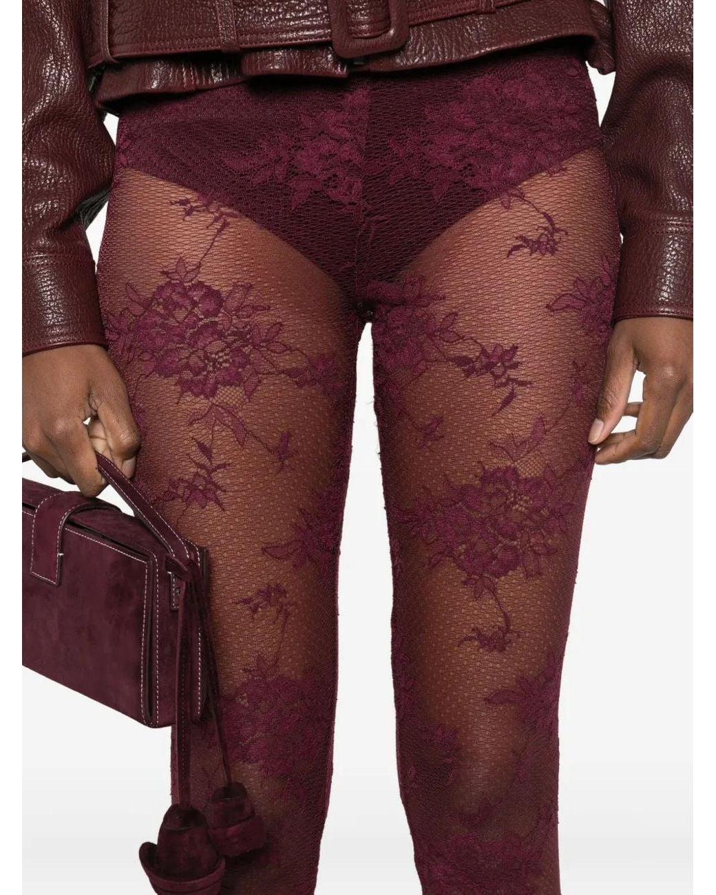 ANDAMANE Red Legging À Fleurs En Dentelle