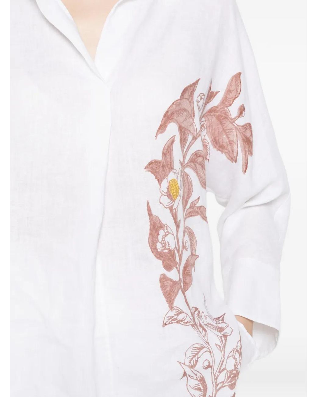 Trame Auree White Bluse Mit Blumen-Print