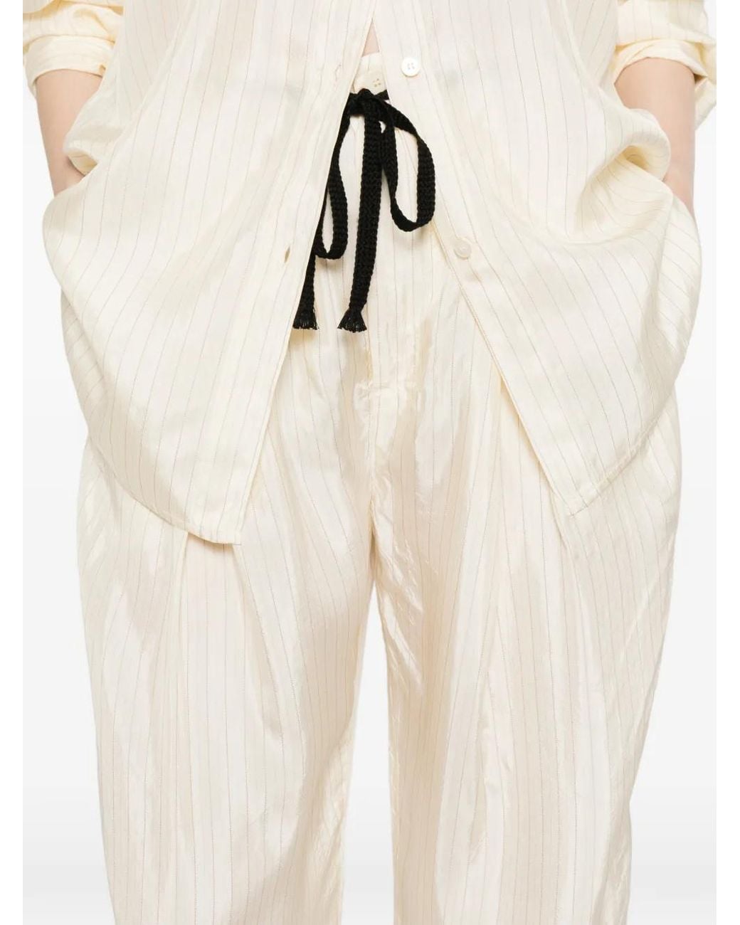 Barena White Pestrin Sbrissa Striped Tie-Waist Trousers