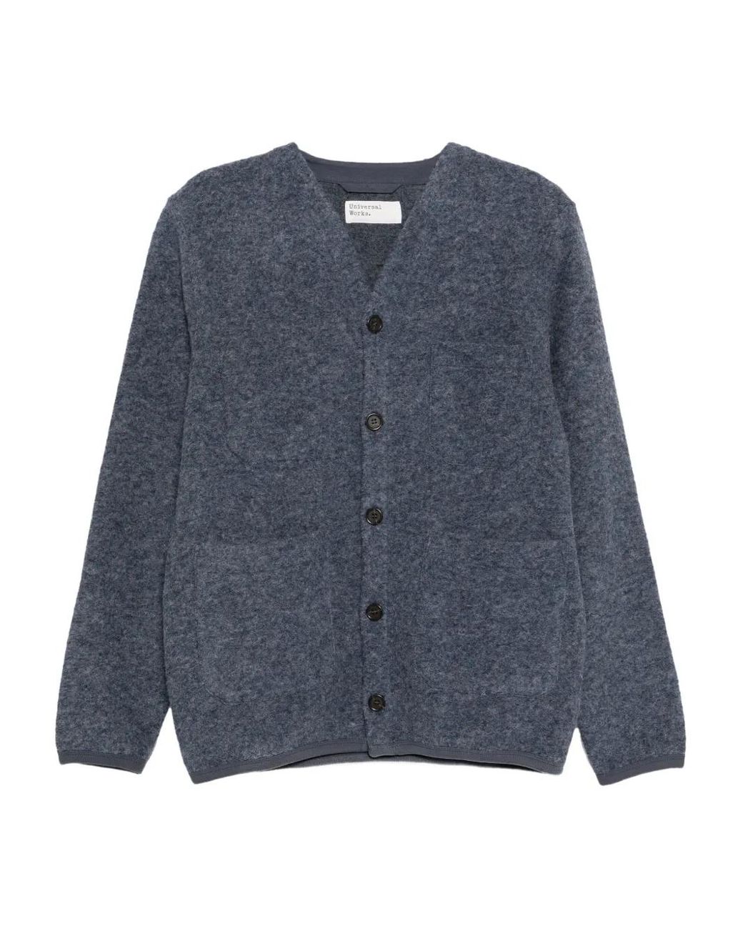Universal Works Blue V-Neck Cardigan for men