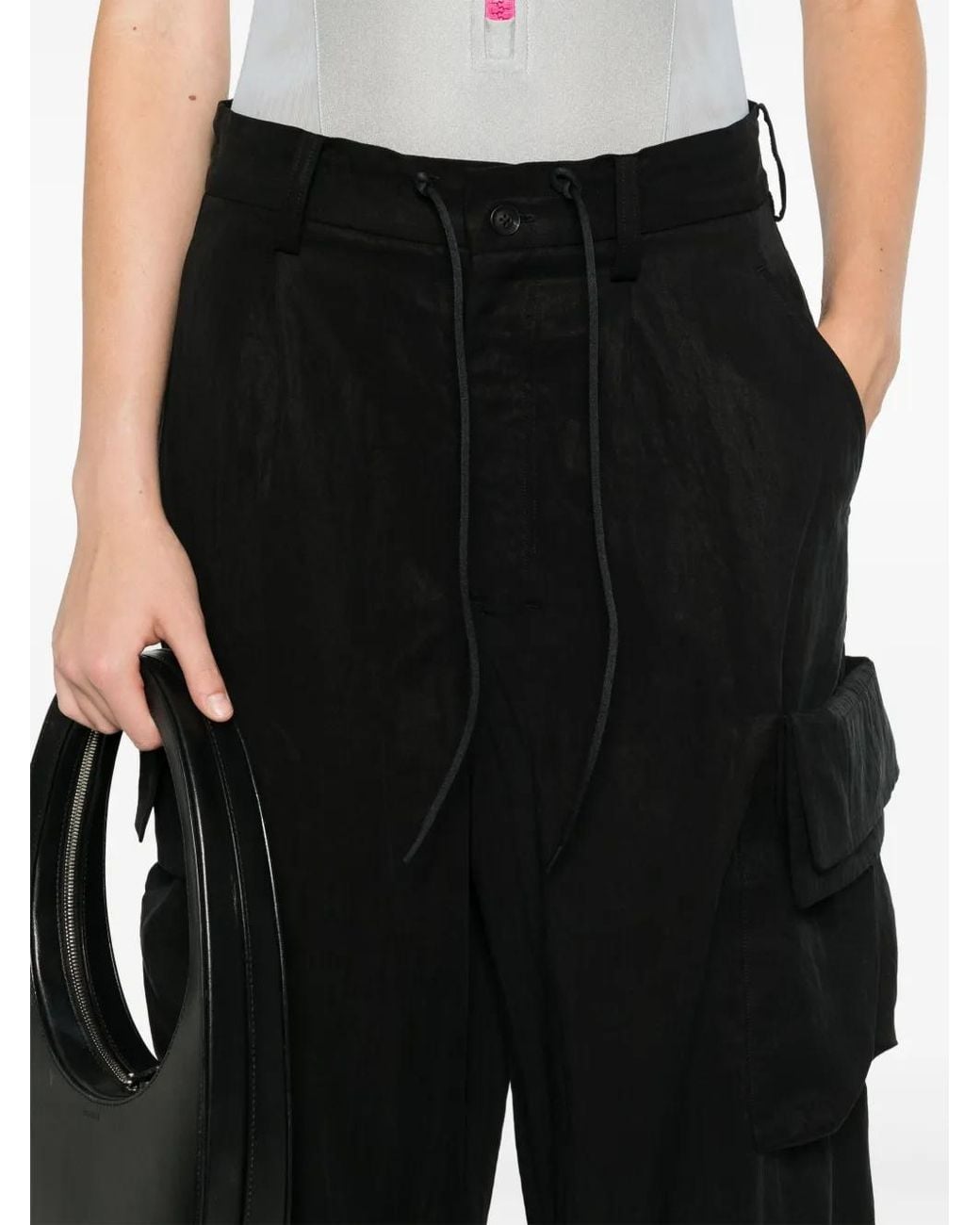 Y-3 Black Drawstring Cargo Trousers