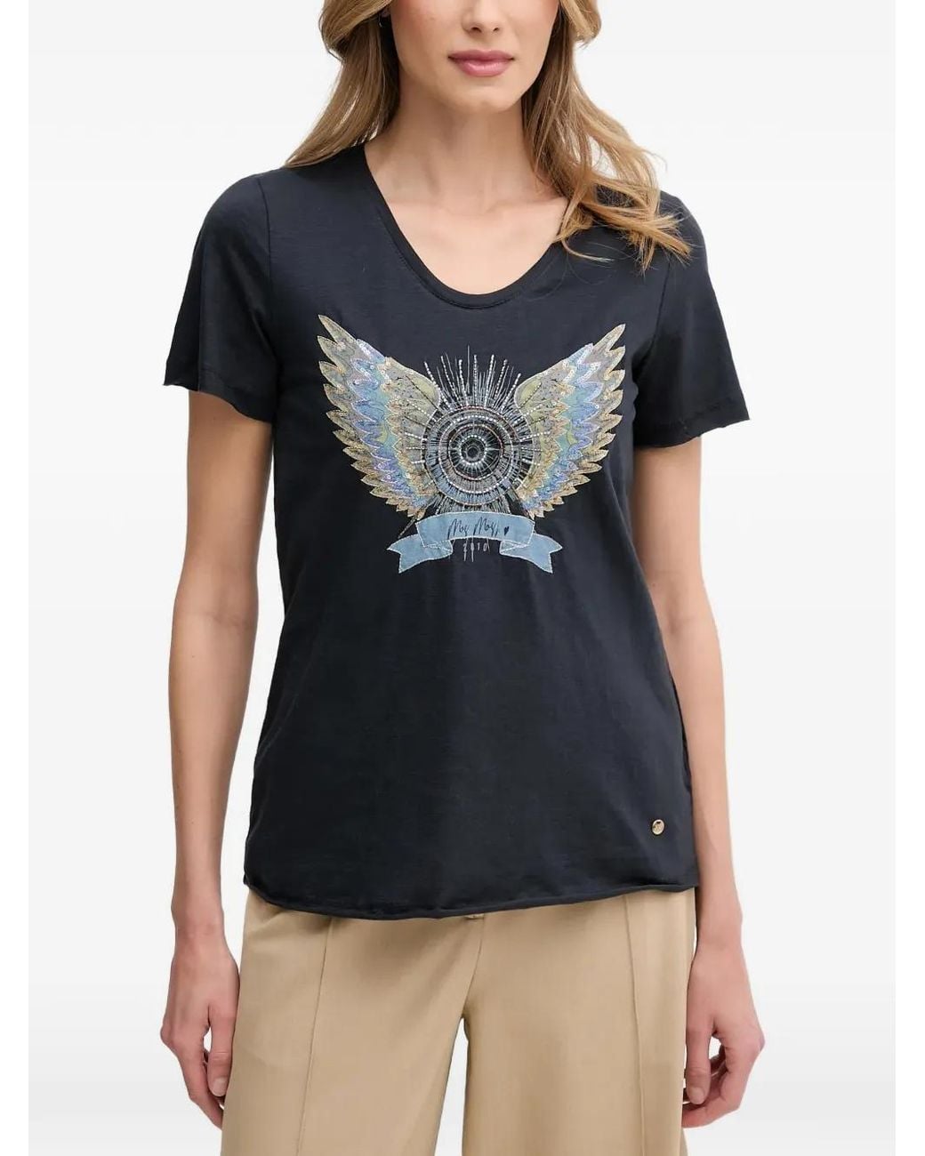 Mos Mosh Black Wings-Print T-Shirt