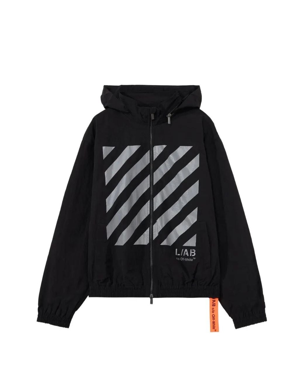 LAB C.O. OFF WHITE Black Diagonal Reflective Windbreaker Jacket for men