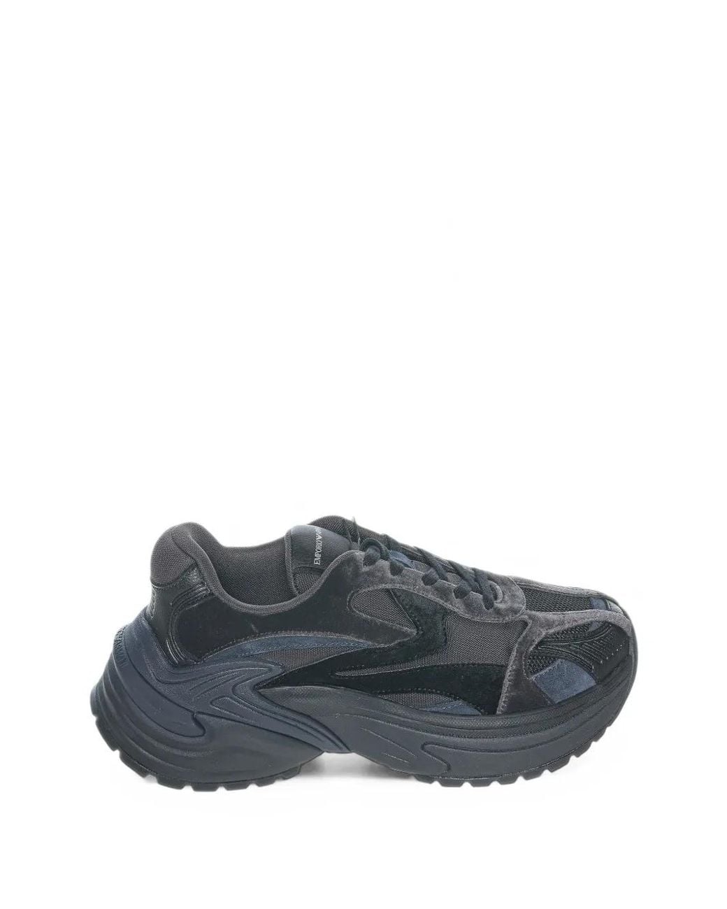 Emporio Armani Gray Sneakers With Mesh Suede And A Chunky Rubber Sole for men