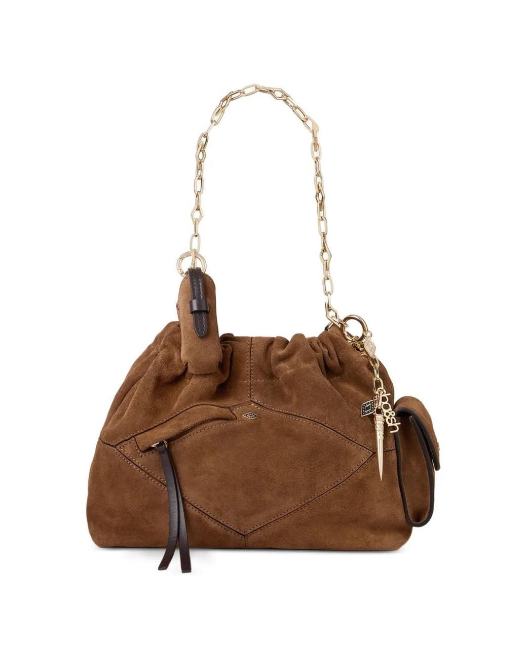 Ba&sh Brown Mini June Chain-Link Shoulder Bag