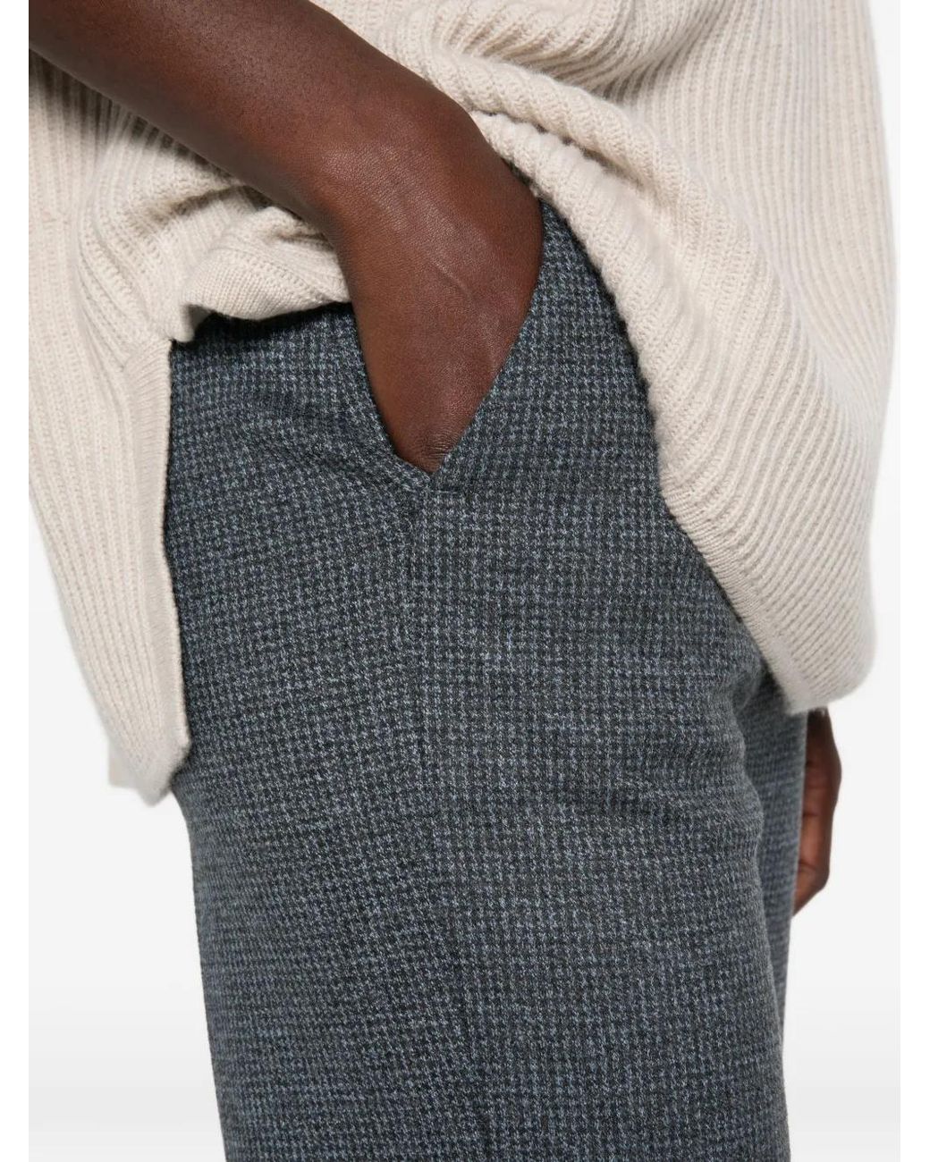 Max Mara Gray Mmldonnola Micro-Check Trousers