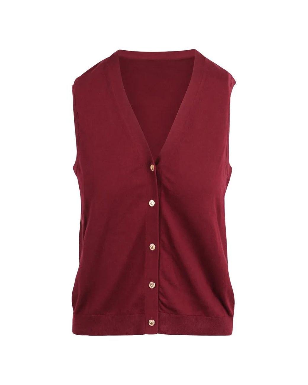 Max Mara Red V-Neck Button-Down Vest