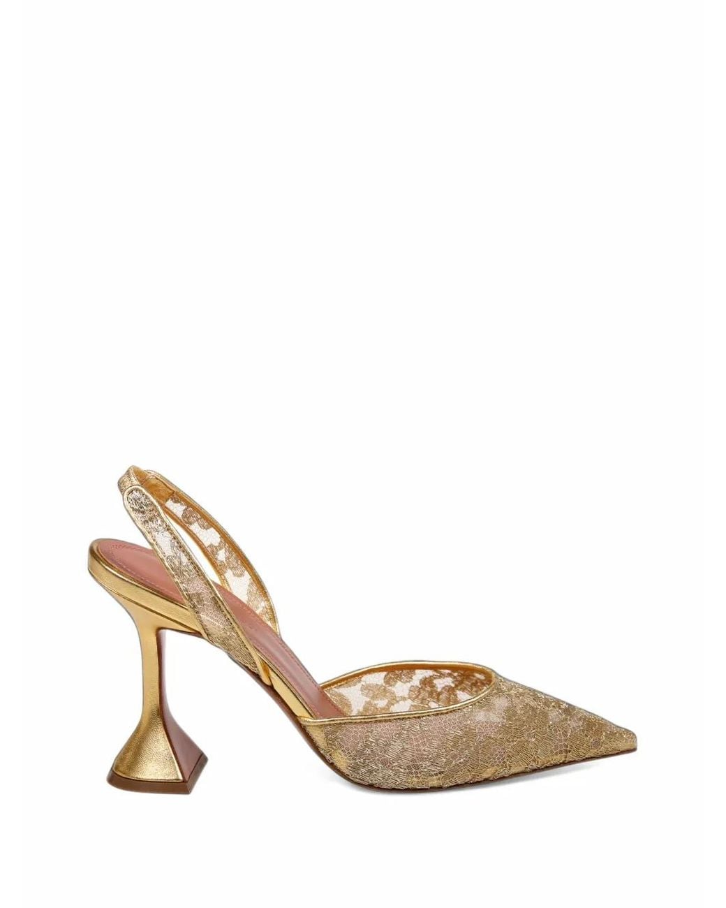 AMINA MUADDI Metallic Holli Lace Sling 95 Lace And Nappa Pumps