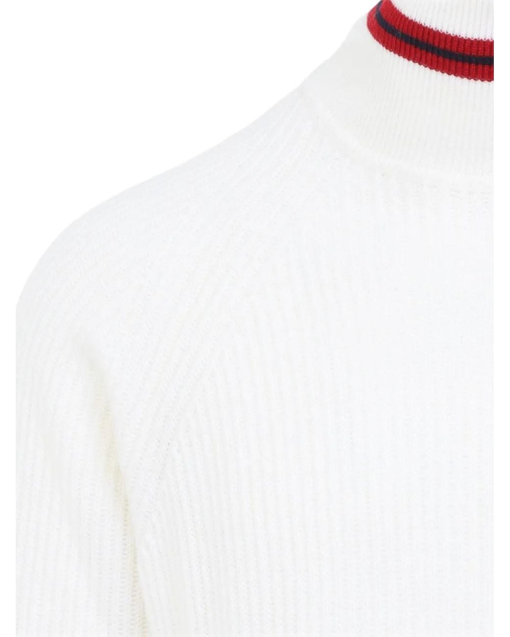 Canali White Ribbed Roll-Neck Sweater for men