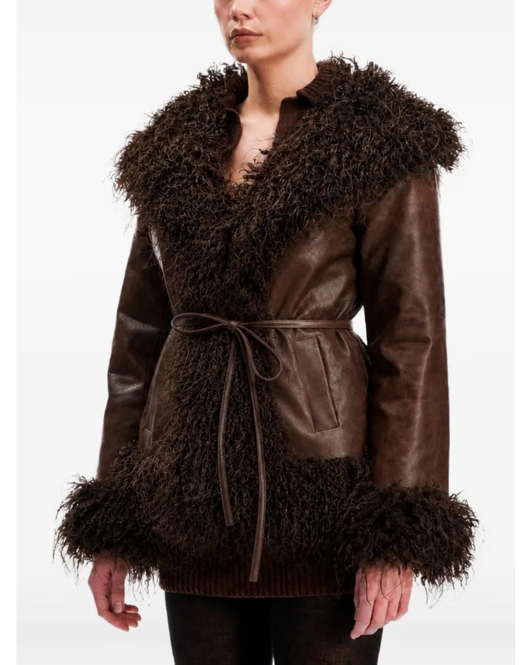 OW Collection Black Faux Fur-Trimmed Jacket