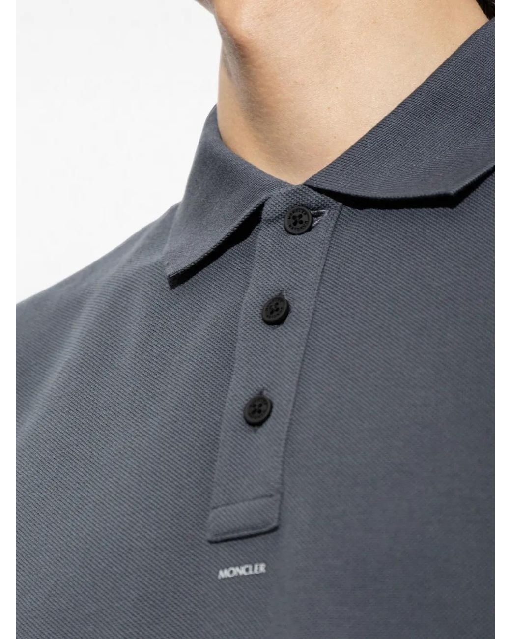 Moncler Blue Logo-Print Polo Shirt for men