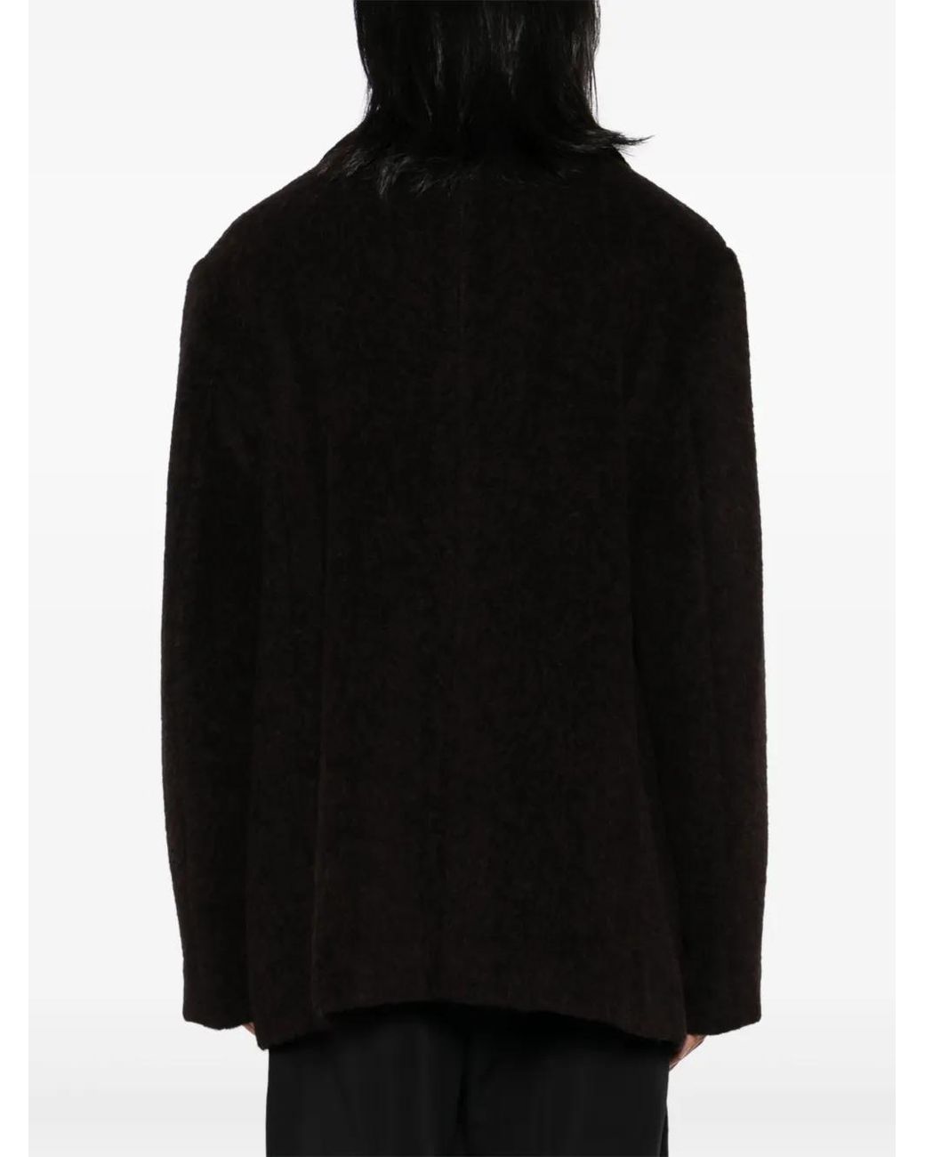 Dolce & Gabbana Black Double-Breasted Melange Coat for men