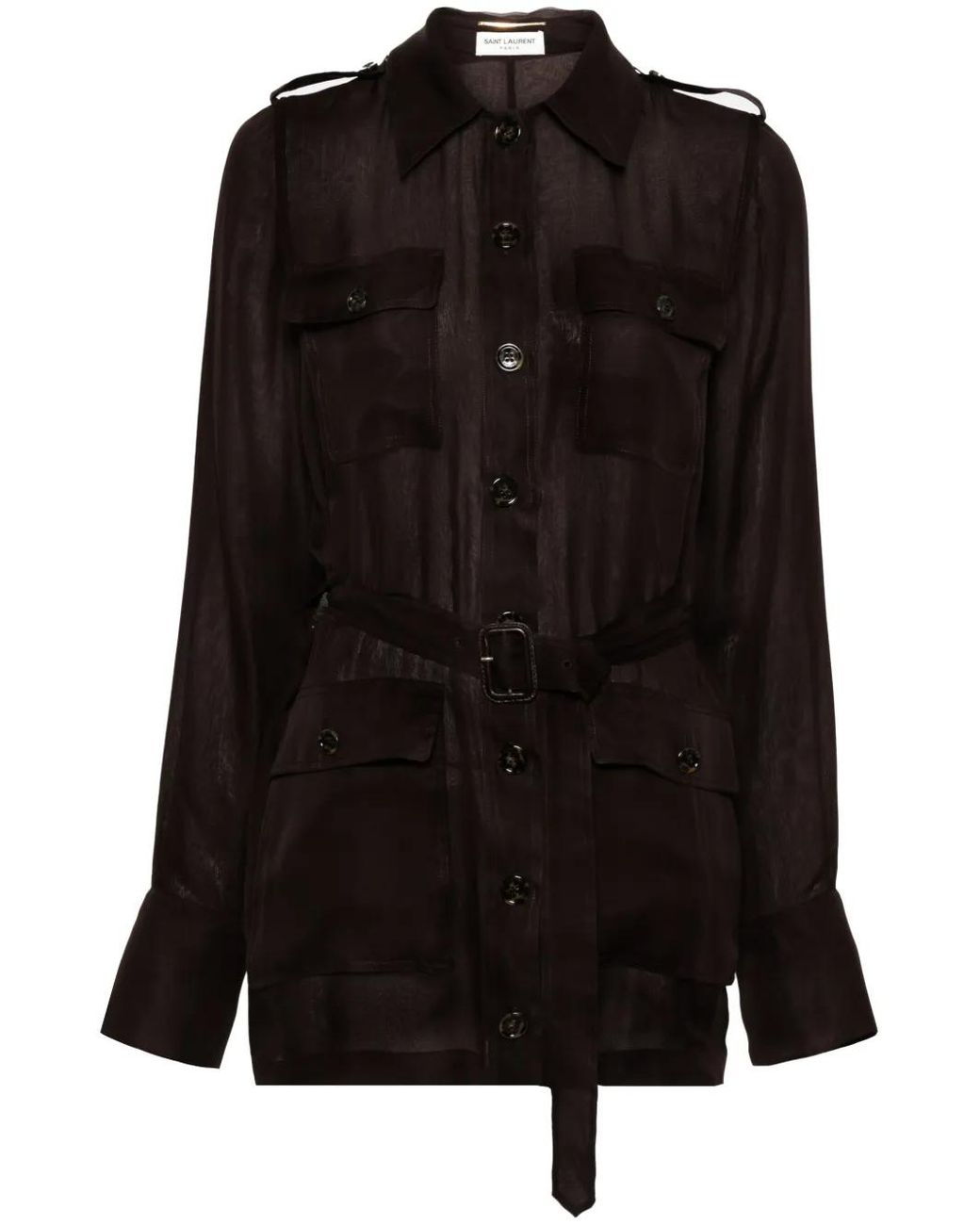 Vestido corto Saharienne Saint Laurent de color Black