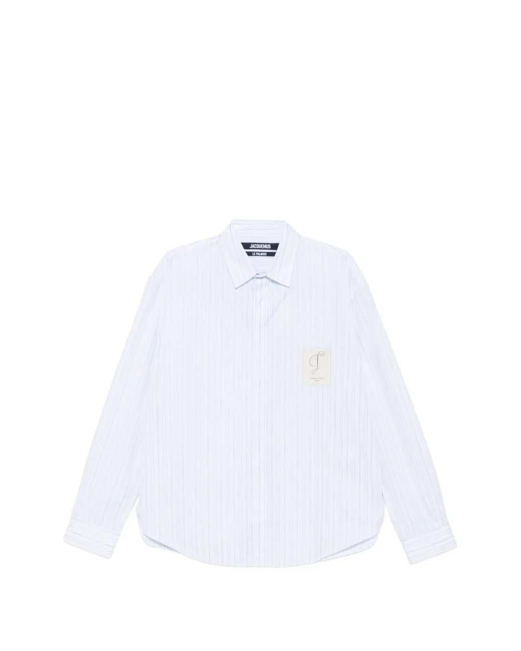 Jacquemus Gestreiftes Hemd Mit Logo-Patch in White für Herren