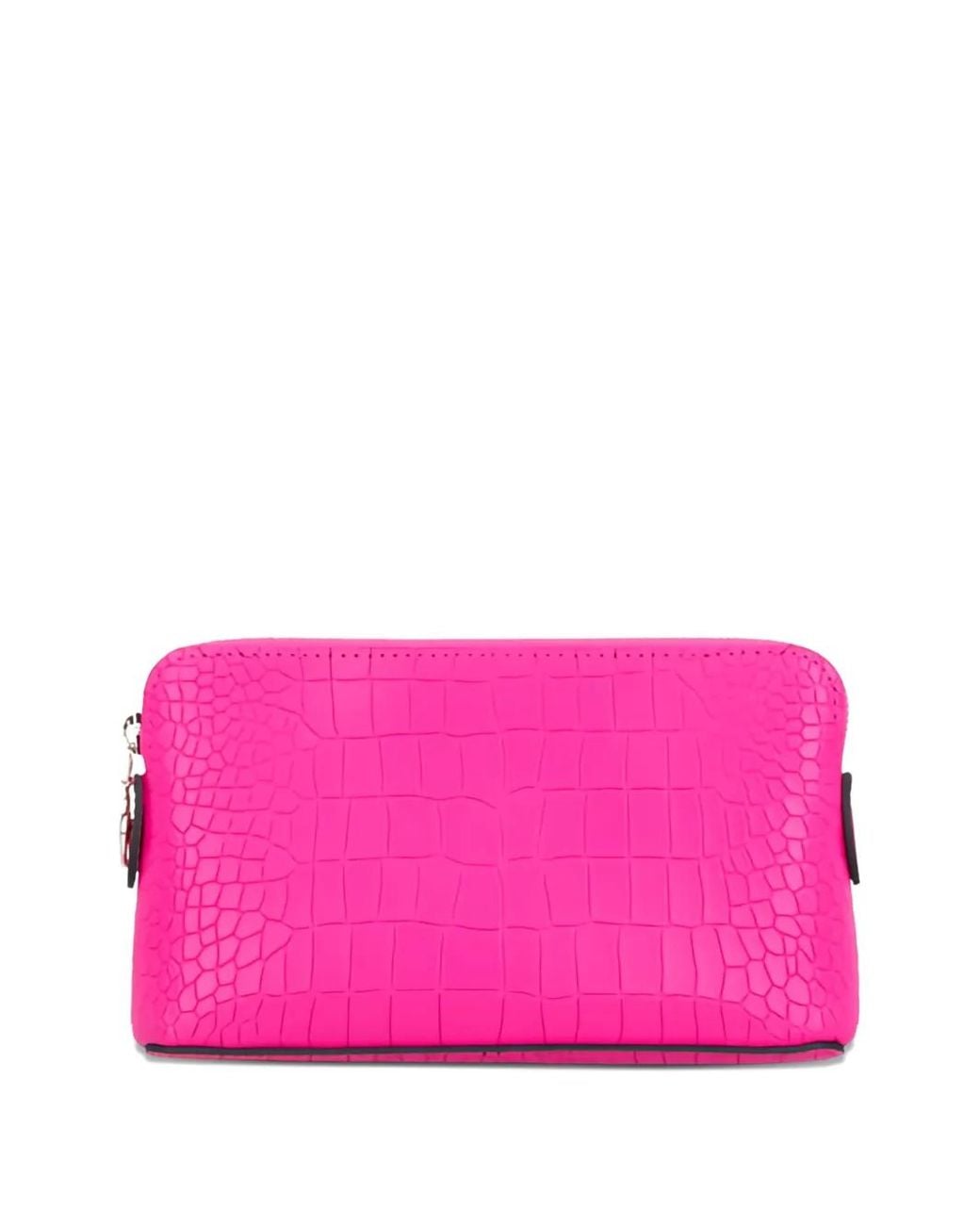 Longchamp Pink Crocodile-Effect Clutch Bag
