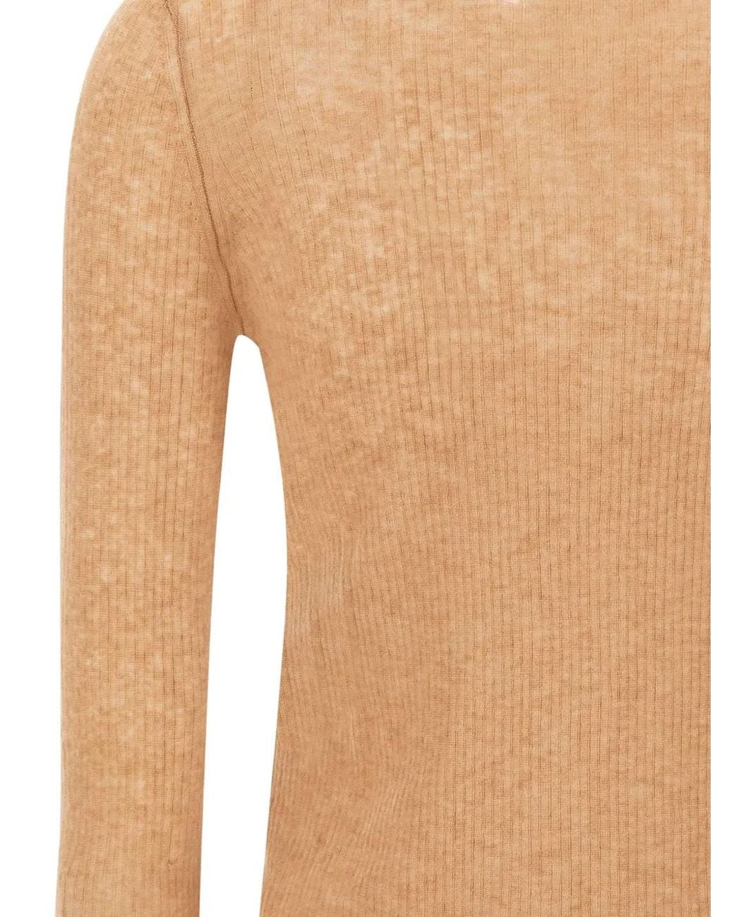 Aspesi White Ribbed-Knit Long-Sleeve Polo Shirt