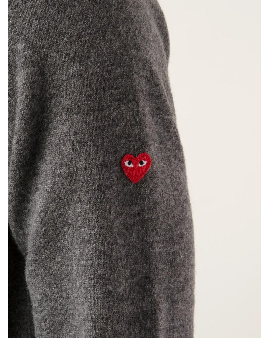 COMME DES GARÇONS PLAY Gray Mini Heart V-Neck Sweater for men