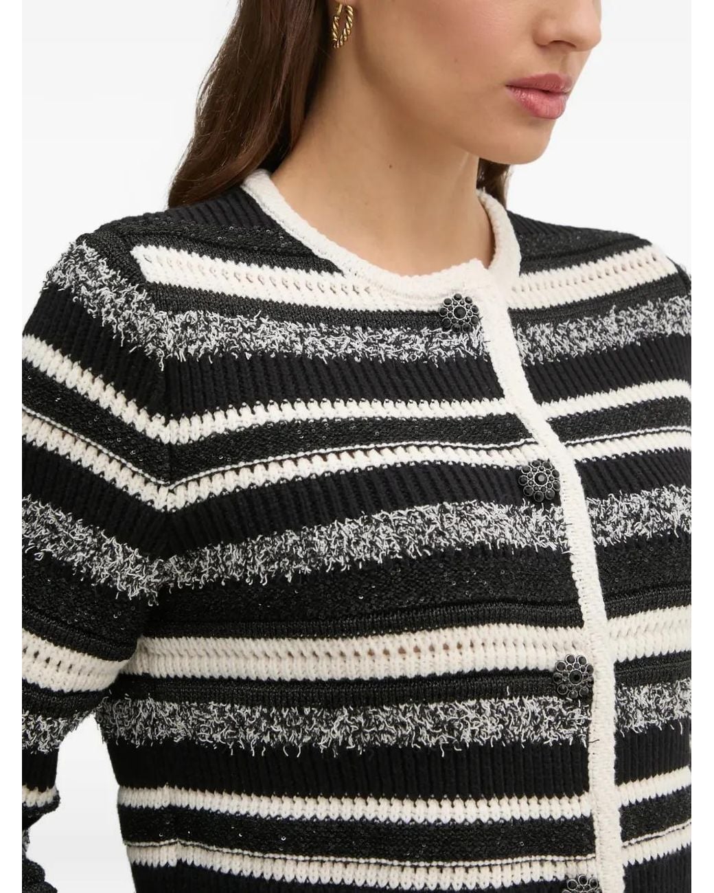 Ouí Black Striped Cardigan