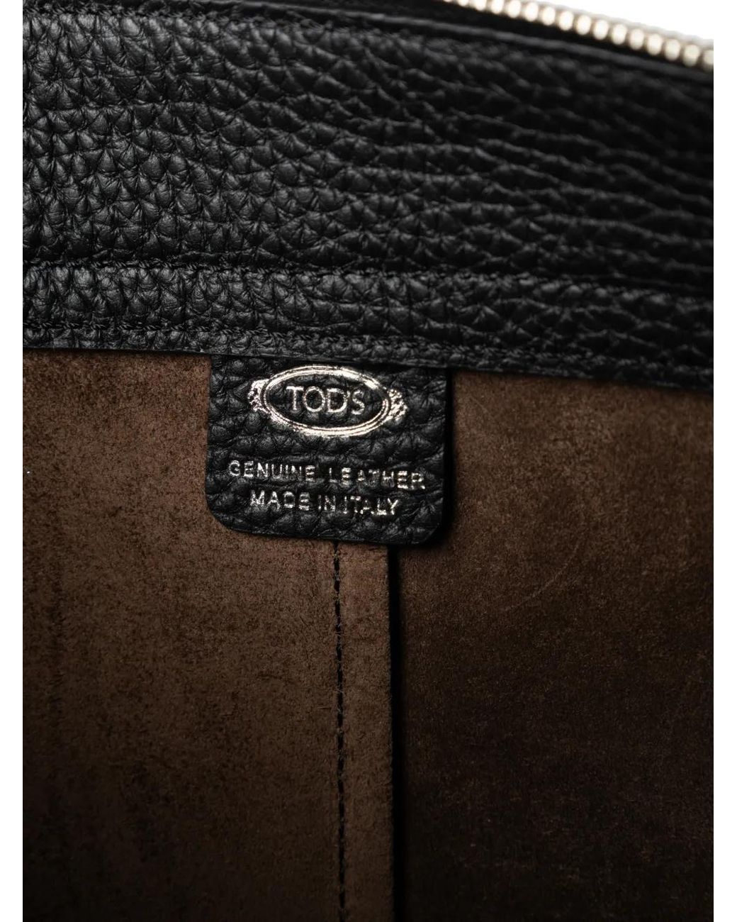 Tod's Black Logo-Patch Pebbled Clutch Bag for men
