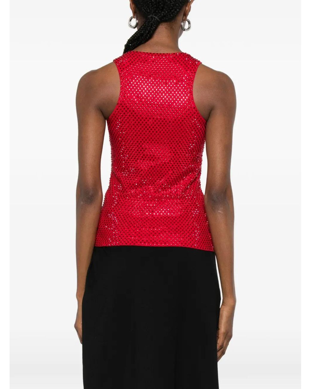 GIUSEPPE DI MORABITO Red Crystal-Embellished Tank Top
