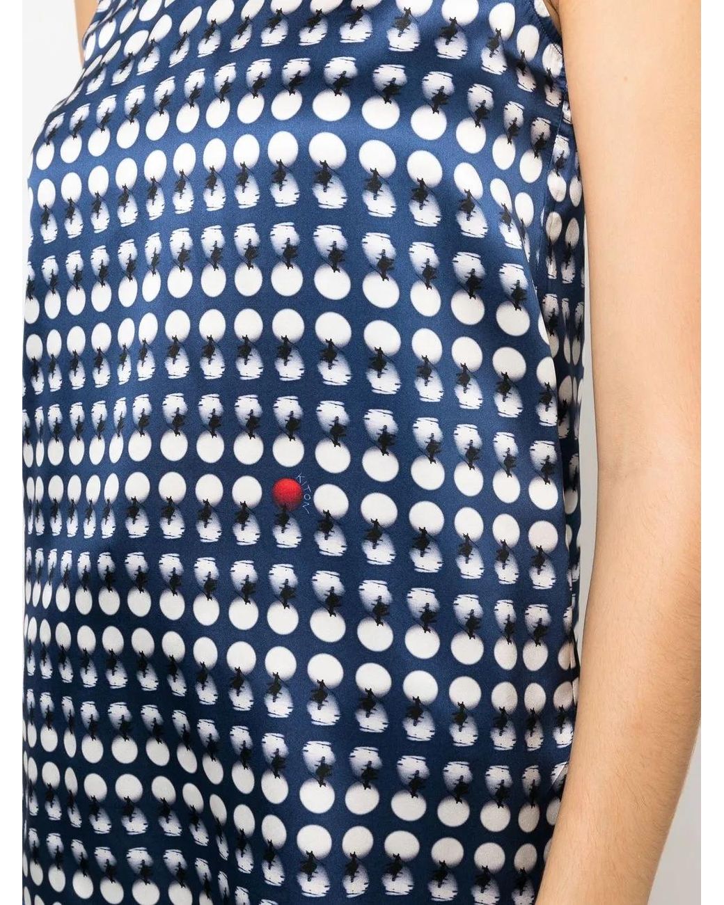 Kiton Blue Polka-Dot Silk Top