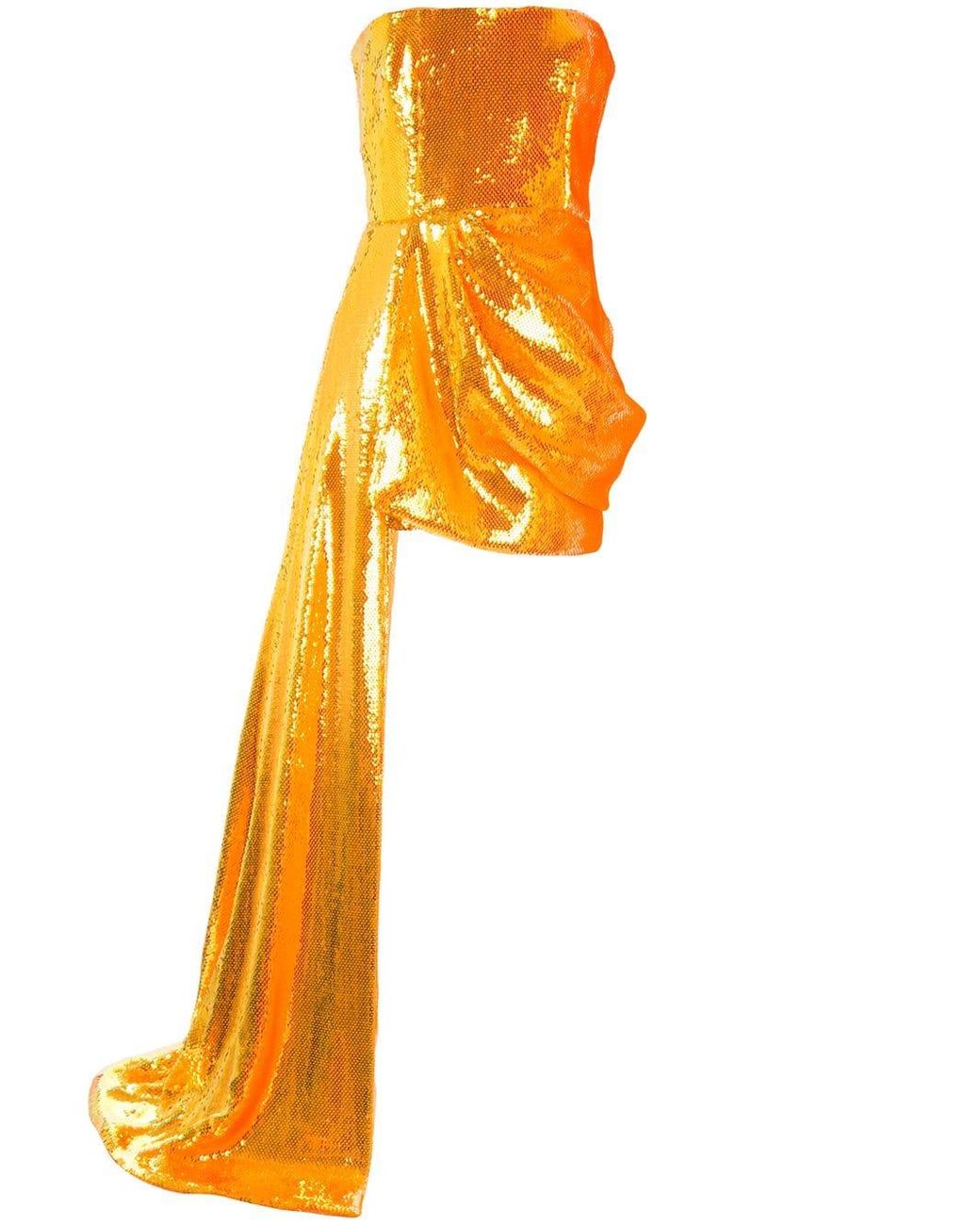 Alex Perry Blaine Sequin-embellished Tail Dress in Orange | Lyst Australia