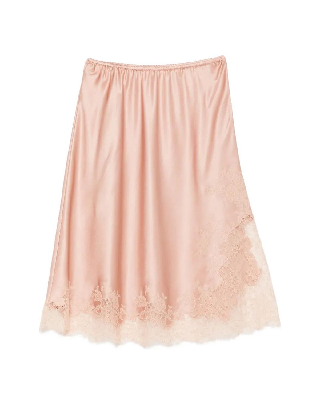 Carine Gilson Pink Lace-Trim Slip Skirt