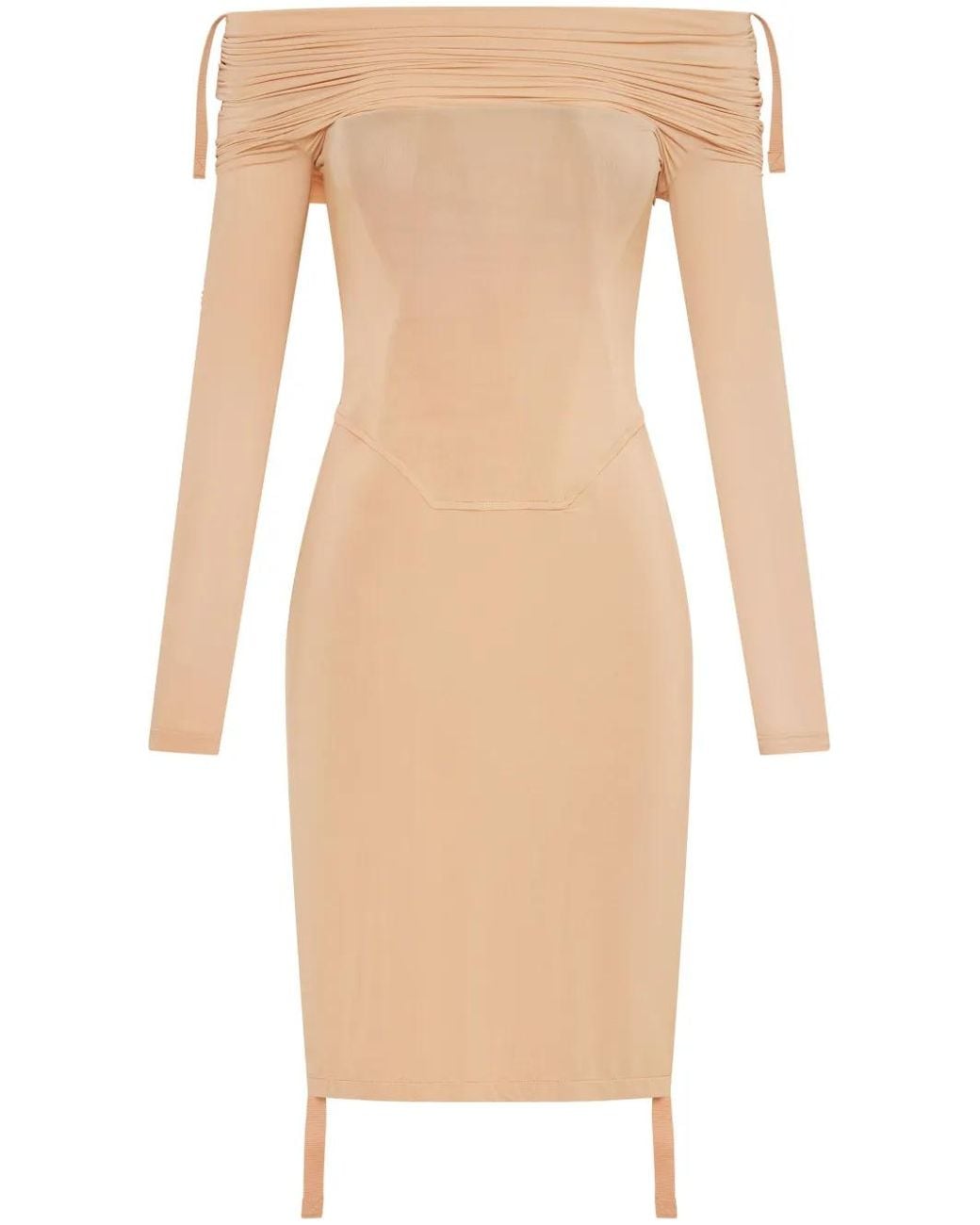 Dion Lee Natural Off-Shoulder Gathered Minidress