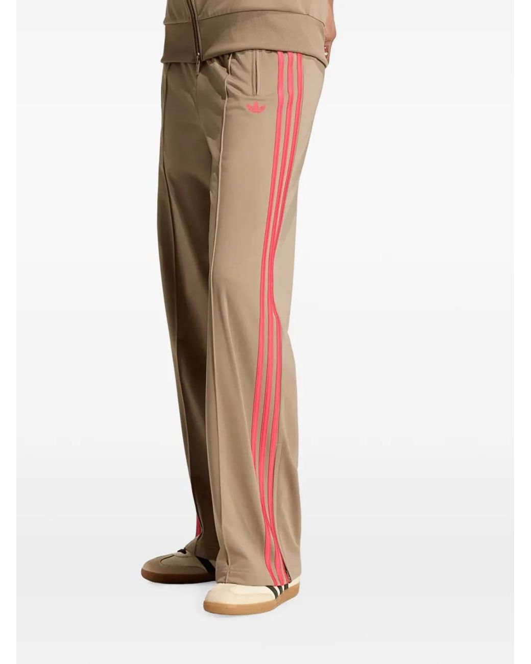 Adidas Brown Side-Stripe Track Pants