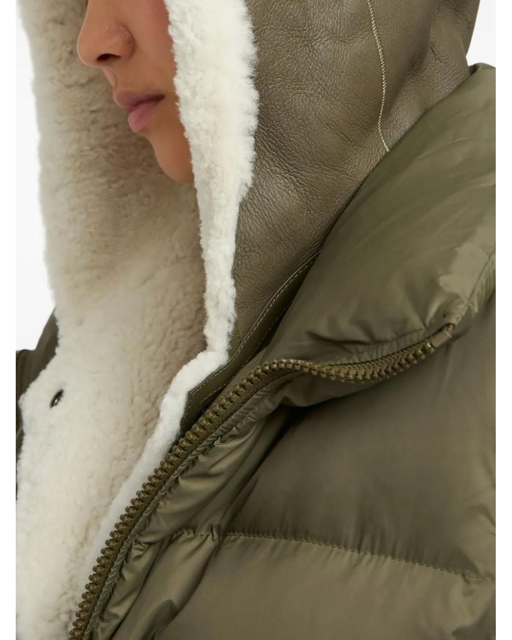Yves Salomon Green Shearling Down Jacket