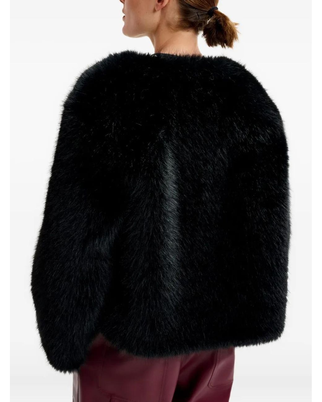 Essentiel Antwerp Black Faux-Fur Button Jacket