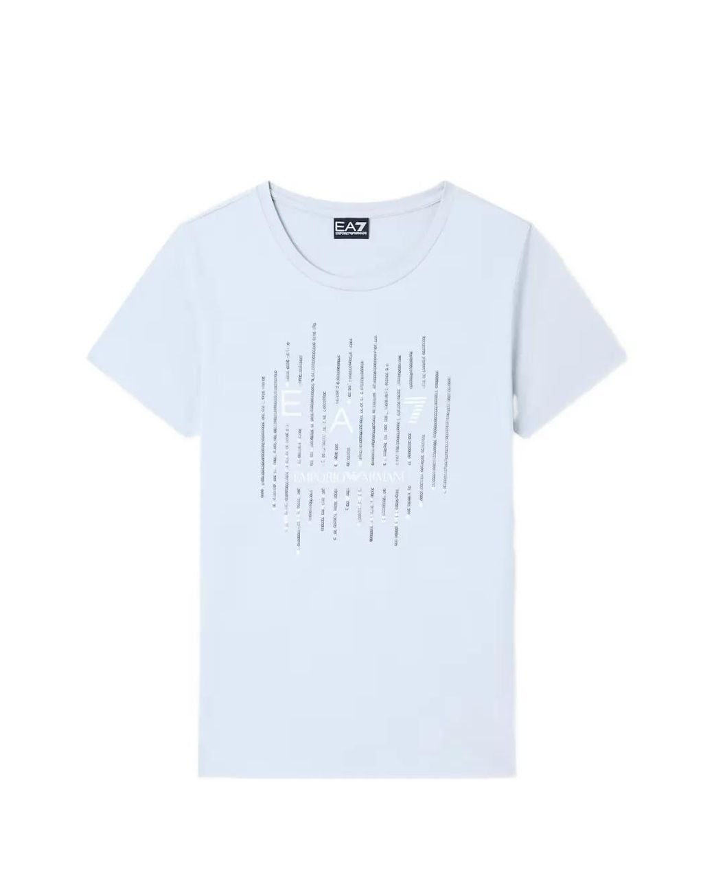 EA7 Blue Logo-Print Sequin-Embellished T-Shirt