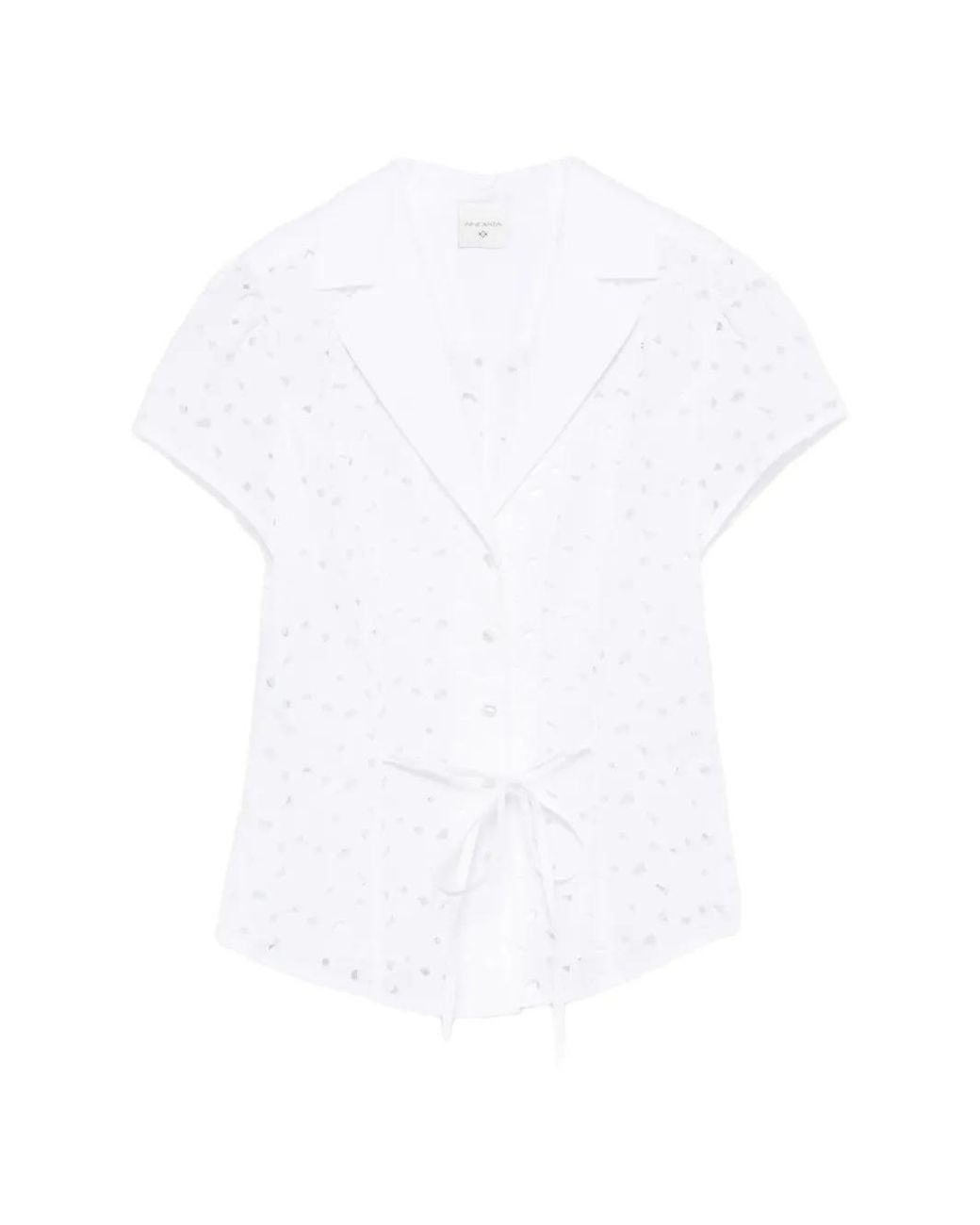 Andiata White Broderie-Anglaise Tie-Waist Shirt