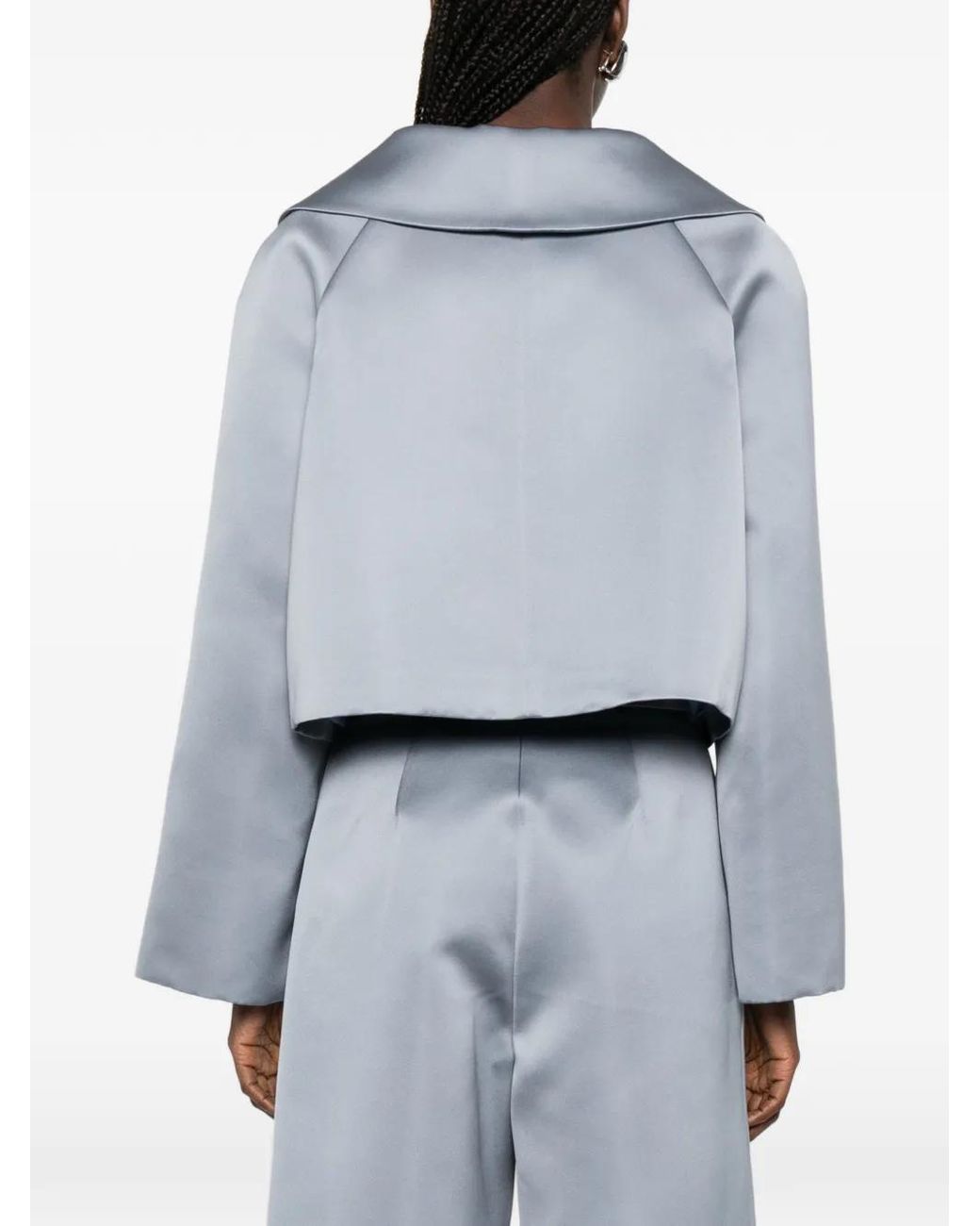 P.A.R.O.S.H. Blue Wide-Sleeve Cropped Jacket