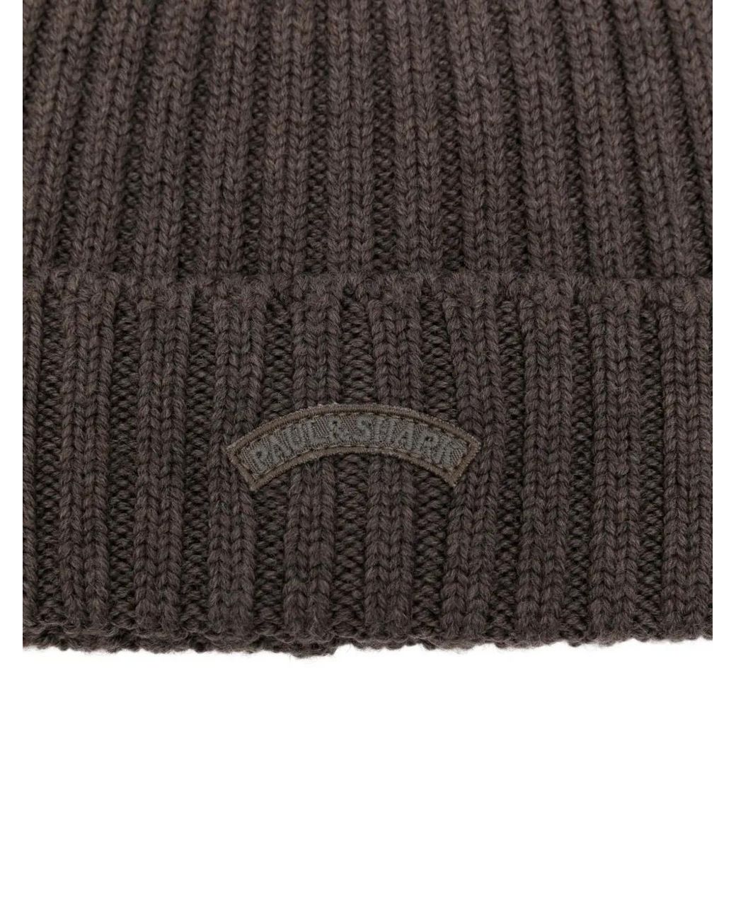 Paul & Shark Brown Bonnet En Maille Côtelée for men