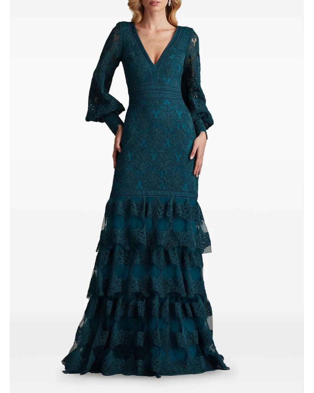 【Tadashi Shoji】Aponi Tiered Sequin Embroidered Gown Koda Animal Sequin Halter Gown PLATI | Tadashi Shoji