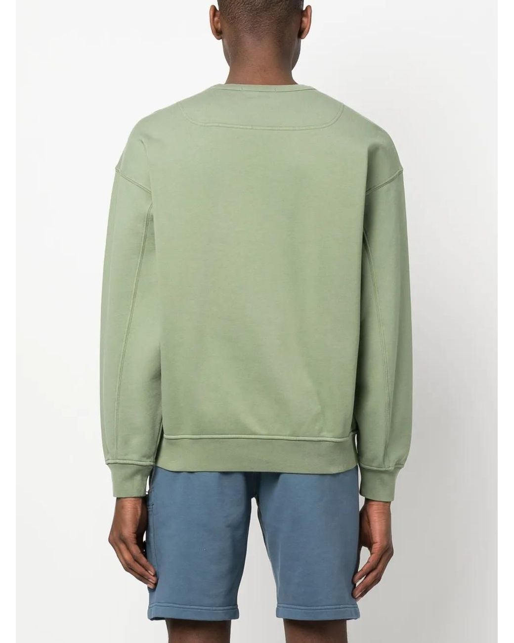 Stone Island Green Embroidered-Logo Cotton Sweatshirt for men