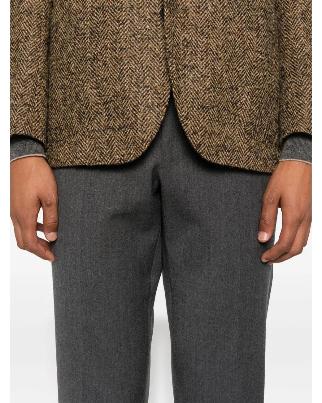 Rota Gray Pressed-Crease Tailored Trousers for men