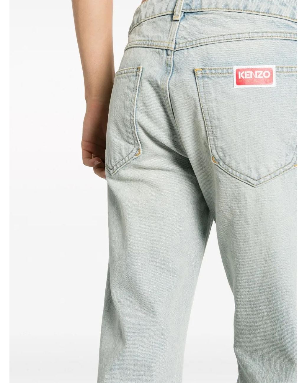 Jean Slim À Patch Logo KENZO pour homme en coloris Gray