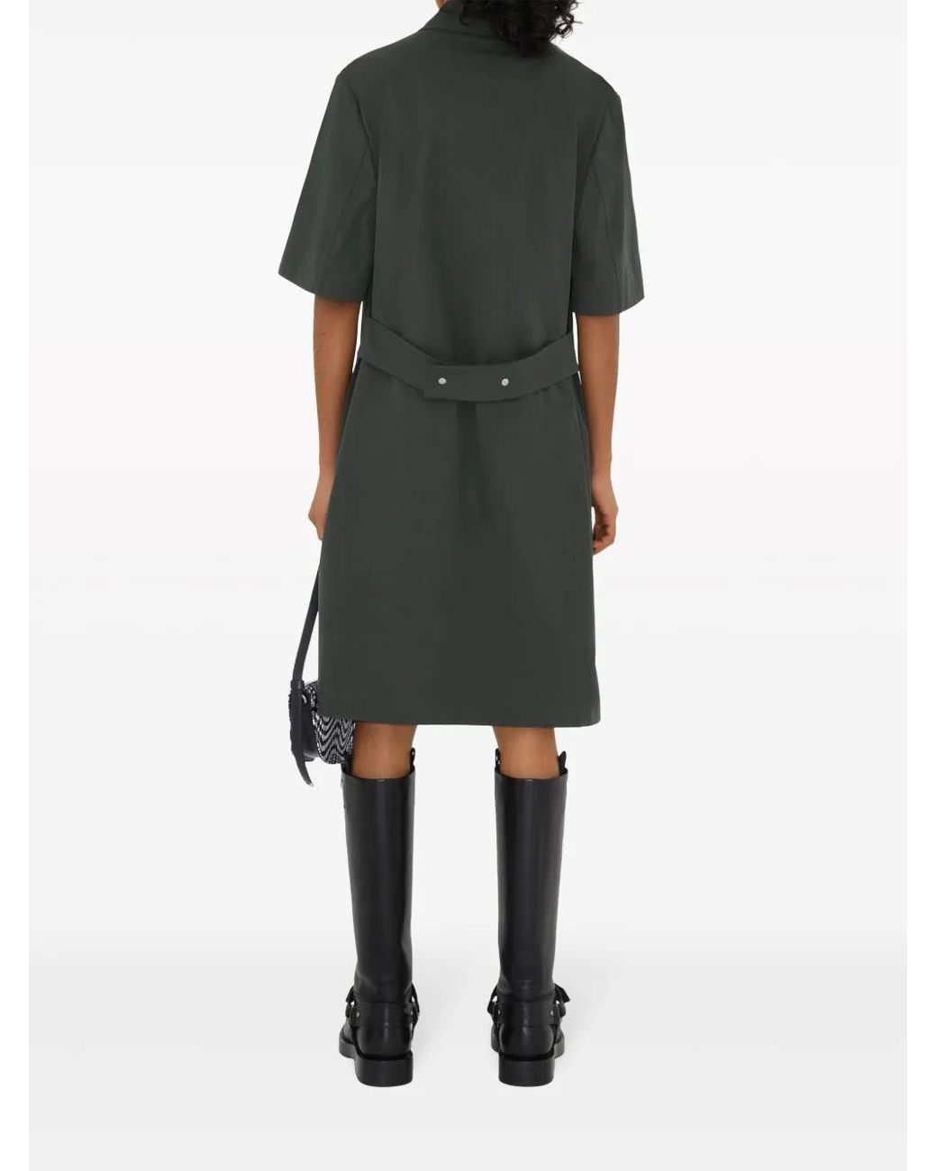 Burberry Green Straight-Point Collar Cotton-Blend Dress