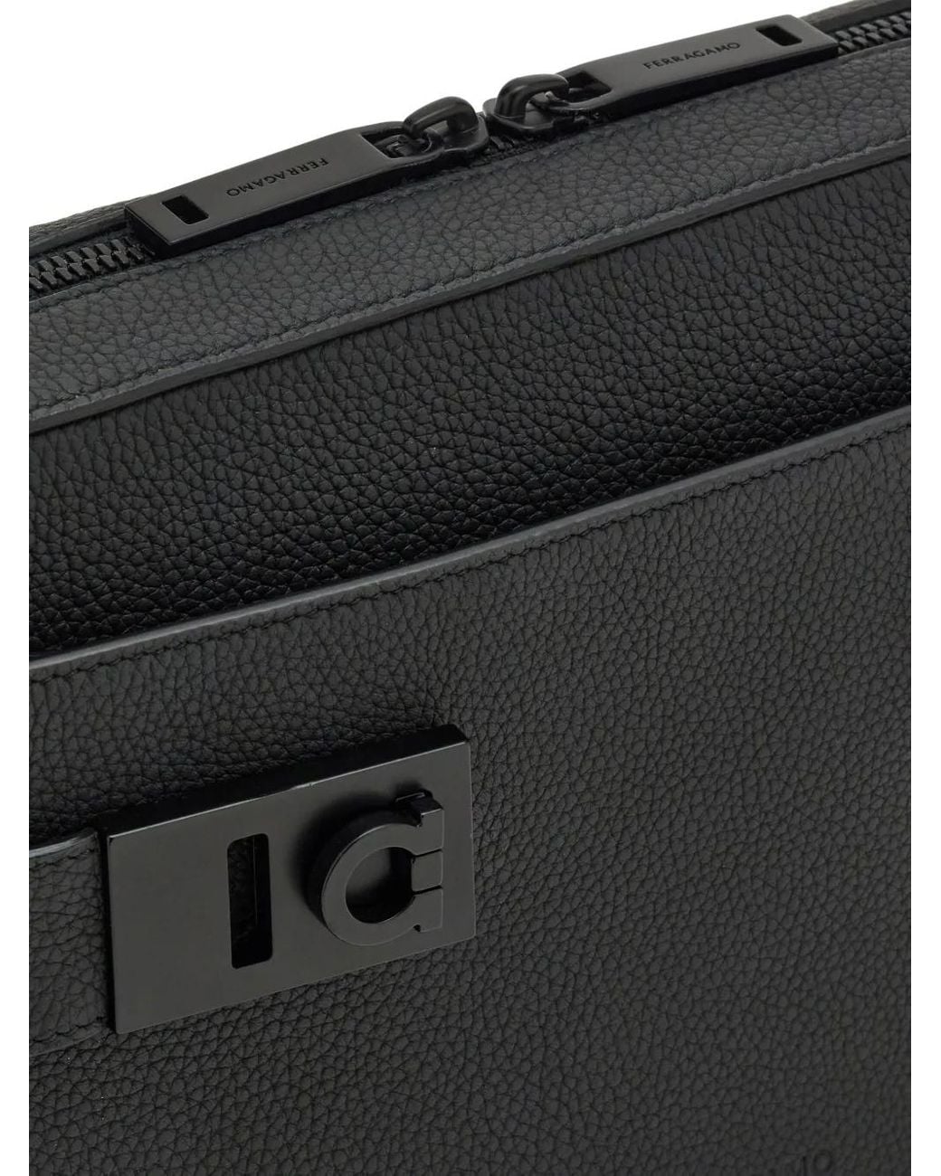 Ferragamo Black East-West Crossbody Bag With Hug Buckle for men