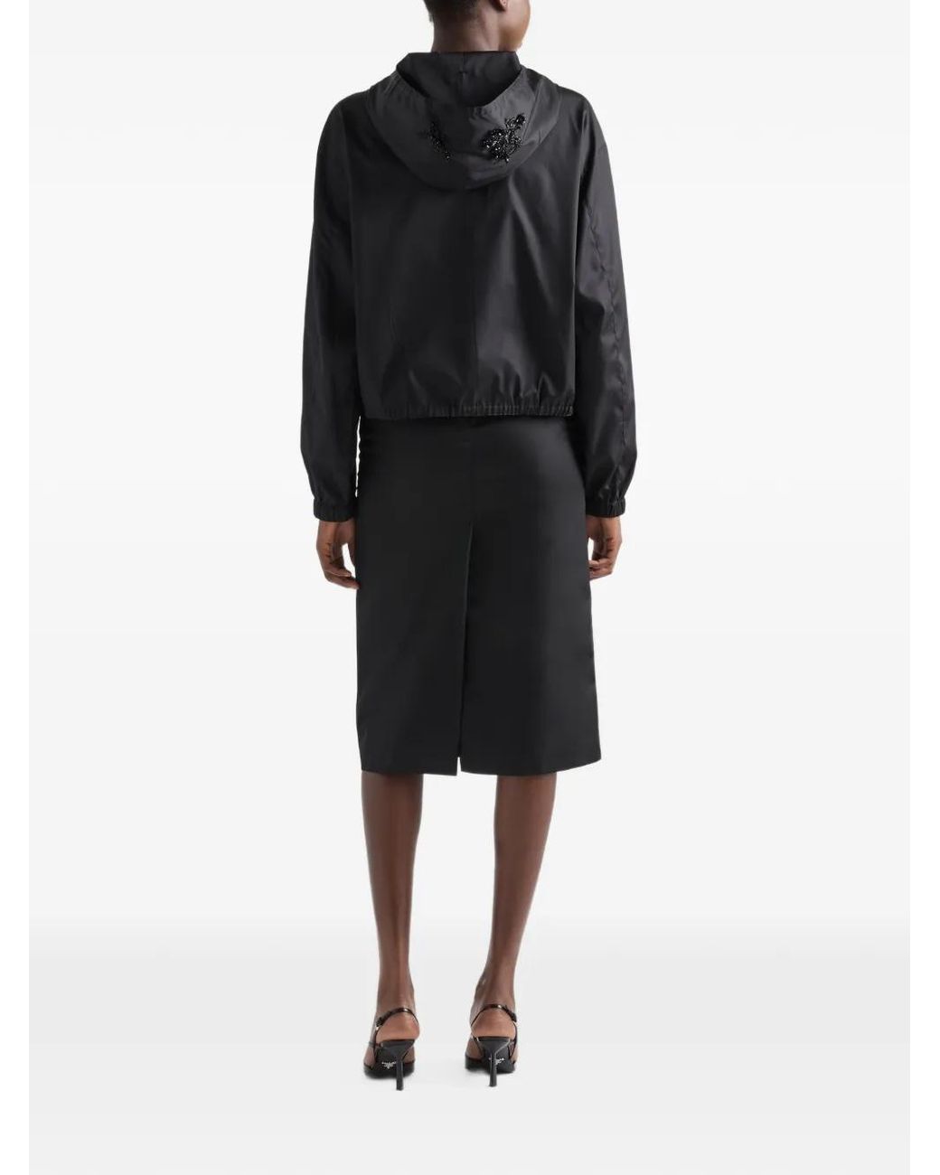 Prada Black Embroidered Re-Nylon Blouson Jacket