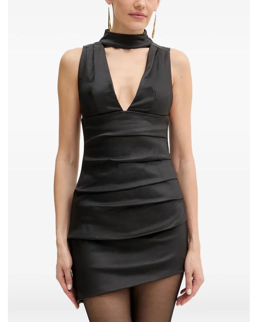 retroféte Black Sarina V-Neck Mini Dress