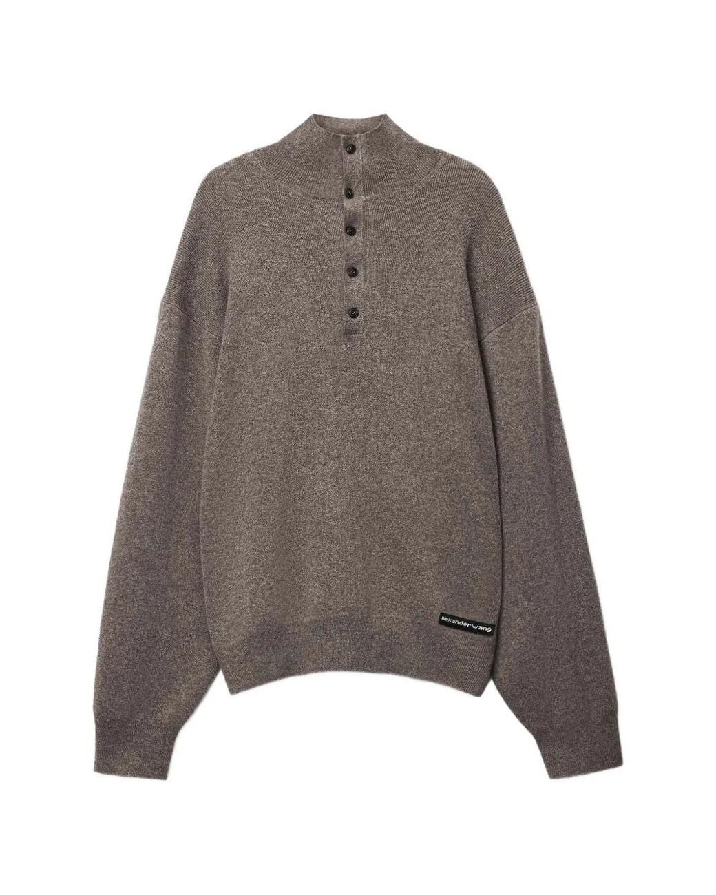 Alexander Wang Brown Turtleneck Henley Sweater