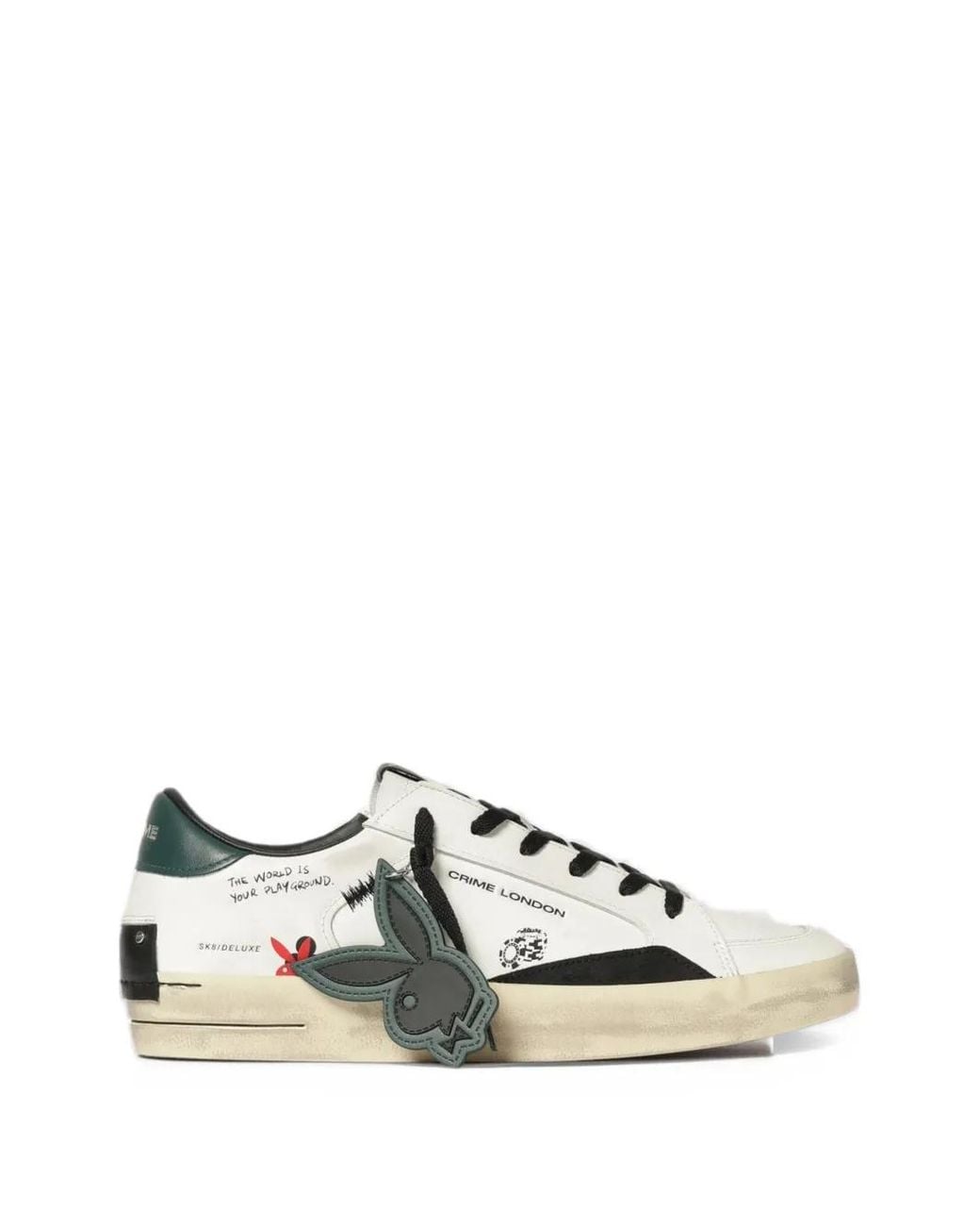 Crime London White X Playboy Skate Leather Sneakers for men
