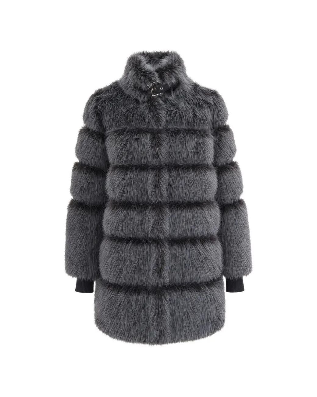 Patrizia Pepe Gray Buckle-Detail Panelled Coat