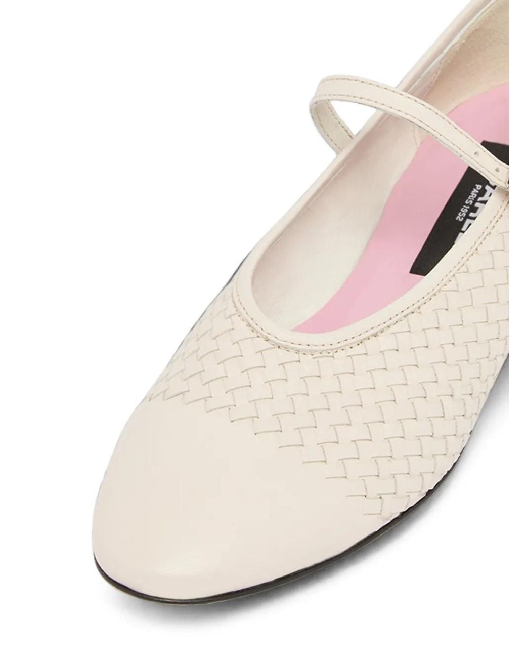 CAREL PARIS White Ballerines Tracy En Cuir Tressé
