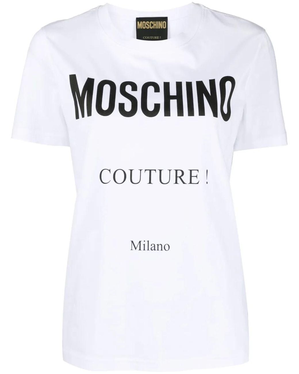 Moschino White Logo-Print Cotton T-Shirt